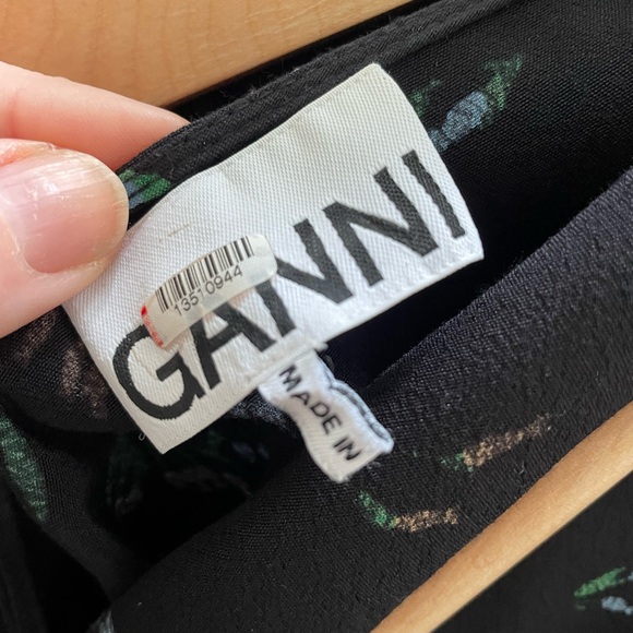 Ganni Black Floral Wrap Georgette Dress -Size 40, about size 8 - Picture 7 of 8